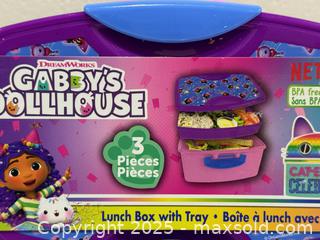 MaxSold Auction: 2 New DreamWorks Gabby's Dollhouse 3-Piece Lunch Boxes with Tray - New Westminster (British Columbia, Canada) SELLER MANAGED Reseller Online Auction - Columbia Street