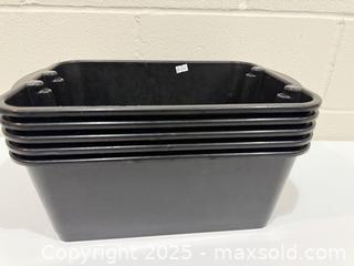 MaxSold Auction: 5 Black Plastic Rectangular Storage Totes - New Westminster (British Columbia, Canada) SELLER MANAGED Reseller Online Auction - Columbia Street