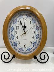 MaxSold Auction: Bulova Quartz Wall/Desk Clock in Oak Frame with Stand - New Westminster (British Columbia, Canada) SELLER MANAGED Reseller Online Auction - Columbia Street