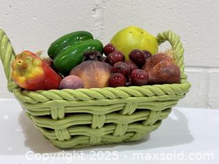 MaxSold Auction: Decorative Ceramic Basket with Faux Fruit &#38; Vegetables - New Westminster (British Columbia, Canada) SELLER MANAGED Reseller Online Auction - Columbia Street
