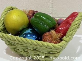 MaxSold Auction: Decorative Ceramic Basket with Faux Fruit &#38; Vegetables - New Westminster (British Columbia, Canada) SELLER MANAGED Reseller Online Auction - Columbia Street