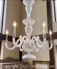 MaxSold Auction: Hand-Cut Glass Elegance | 6-Arm Twisted Crystal Chandelier | Timeless Grace Reimagined (Bulbs not included) - New Westminster (British Columbia, Canada) SELLER MANAGED Reseller Online Auction - Columbia Street