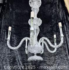 MaxSold Auction: Hand-Cut Glass Elegance | 6-Arm Twisted Crystal Chandelier | Timeless Grace Reimagined (Bulbs not included) - New Westminster (British Columbia, Canada) SELLER MANAGED Reseller Online Auction - Columbia Street