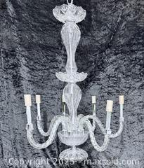 MaxSold Auction: Hand-Cut Glass Elegance | 6-Arm Twisted Crystal Chandelier | Timeless Grace Reimagined (Bulbs not included) - New Westminster (British Columbia, Canada) SELLER MANAGED Reseller Online Auction - Columbia Street