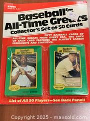 MaxSold Auction: Unopened Baseball&#39;s All-Time Greats Collector&#39;s Set of 50 Cards (Henry Aaron, Mickey Mantle) - New Westminster (British Columbia, Canada) SELLER MANAGED Reseller Online Auction - Columbia Street