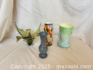 MaxSold Auction: Lot of 4 Mid-Century Decorative Vases and Art Glass Bowl, Made in England - Mississippi Mills (Ontario, Canada) SELLER MANAGED Downsizing Online Auction - Rae Road