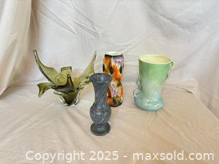 MaxSold Auction: Lot of 4 Mid-Century Decorative Vases and Art Glass Bowl, Made in England - Mississippi Mills (Ontario, Canada) SELLER MANAGED Downsizing Online Auction - Rae Road