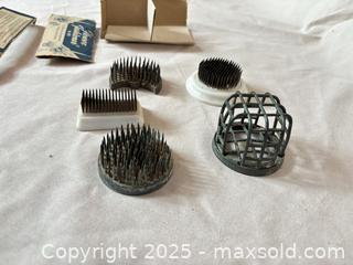 MaxSold Auction: Lot of 5 Mixed Floral Frogs (Kenzan, Pin &#38; Caged Types) - Mississippi Mills (Ontario, Canada) SELLER MANAGED Downsizing Online Auction - Rae Road