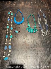 MaxSold Auction: Mixed jewelry lot: 4 necklaces &#38; 1 bracelet - Mississippi Mills (Ontario, Canada) SELLER MANAGED Downsizing Online Auction - Rae Road