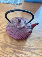 MaxSold Auction: Red Cast Iron Teapot (Tetsubin-Style) with Removable Infuser - Mississippi Mills (Ontario, Canada) SELLER MANAGED Downsizing Online Auction - Rae Road