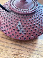 MaxSold Auction: Red Cast Iron Teapot (Tetsubin-Style) with Removable Infuser - Mississippi Mills (Ontario, Canada) SELLER MANAGED Downsizing Online Auction - Rae Road