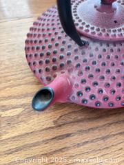 MaxSold Auction: Red Cast Iron Teapot (Tetsubin-Style) with Removable Infuser - Mississippi Mills (Ontario, Canada) SELLER MANAGED Downsizing Online Auction - Rae Road