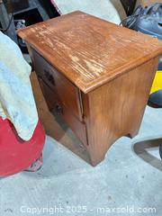 MaxSold Auction: Solid Oak Mission 2-Drawer Nightstand with Drop Pulls - Mississippi Mills (Ontario, Canada) SELLER MANAGED Downsizing Online Auction - Rae Road