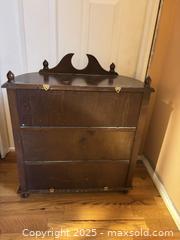 MaxSold Auction: Traditional Dark Brown Wall Curio Cabinet with Glass Door - Mississippi Mills (Ontario, Canada) SELLER MANAGED Downsizing Online Auction - Rae Road