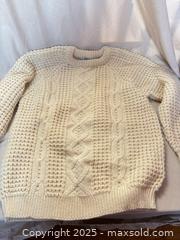 MaxSold Auction: Vintage Blarney Woollen Mills Cream Aran Cable Knit Sweater, Size 40 - Mississippi Mills (Ontario, Canada) SELLER MANAGED Downsizing Online Auction - Rae Road
