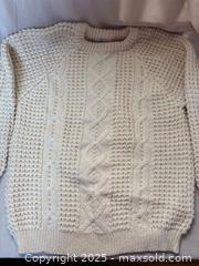 MaxSold Auction: Vintage Blarney Woollen Mills Cream Aran Cable Knit Sweater, Size 40 - Mississippi Mills (Ontario, Canada) SELLER MANAGED Downsizing Online Auction - Rae Road