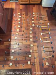 MaxSold Auction: Wood Bar Pant/Skirt Hangers with Metal Clips (Lot) - Mississippi Mills (Ontario, Canada) SELLER MANAGED Downsizing Online Auction - Rae Road