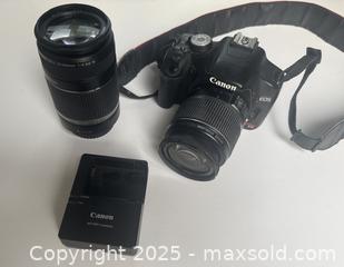 MaxSold Auction: mint condition Canon Rebel T1i/500 D SLR camera plus two lenses  - Mississauga (Ontario, Canada) SELLER MANAGED Downsizing Online Auction - Summerville Court (STORAGE)