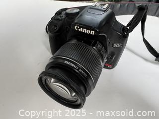 MaxSold Auction: mint condition Canon Rebel T1i/500 D SLR camera plus two lenses  - Mississauga (Ontario, Canada) SELLER MANAGED Downsizing Online Auction - Summerville Court (STORAGE)
