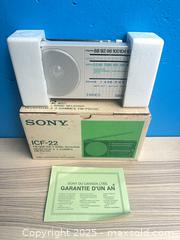 MaxSold Auction: VTG Sony ICF22 Radio New In Box! E  - Vancouver (British Columbia, Canada) SELLER MANAGED Estate Sale Online Auction - East 7th Avenue