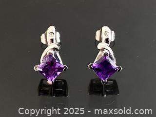 MaxSold Auction: 10K White Gold Princess-Cut Amethyst And Diamond Earrings, Mid Century - Toronto (Ontario, Canada) SELLER MANAGED Estate Sale Online Auction - Benary Crescent