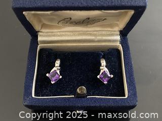 MaxSold Auction: 10K White Gold Princess-Cut Amethyst And Diamond Earrings, Mid Century - Toronto (Ontario, Canada) SELLER MANAGED Estate Sale Online Auction - Benary Crescent