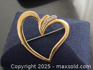 MaxSold Auction: 10K Yellow And White Gold Diamond Brooch/Pin, Marked - Toronto (Ontario, Canada) SELLER MANAGED Estate Sale Online Auction - Benary Crescent