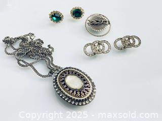MaxSold Auction: Antique & Vintage Jewelry Lot, Sterling Silver, Necklace, Brooch, Earrings - Toronto (Ontario, Canada) SELLER MANAGED Estate Sale Online Auction - Benary Crescent