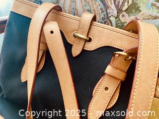 MaxSold Auction: Dooney &#38; Bourke Cabriolet Bucket Bag In Black Canvas With Tan Leather Trim - Toronto (Ontario, Canada) SELLER MANAGED Estate Sale Online Auction - Benary Crescent