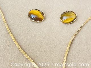 MaxSold Auction: Genuine Tigereye 24K Gold Plated Jewelry Set With Box - Toronto (Ontario, Canada) SELLER MANAGED Estate Sale Online Auction - Benary Crescent