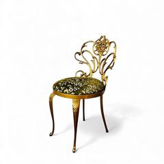 MaxSold Auction: Hollywood Regency Gilt Bronze Chair With Art Nouveau Floral Back And Velvet Upholstery, c. 1940s-1960s - Toronto (Ontario, Canada) SELLER MANAGED Estate Sale Online Auction - Benary Crescent