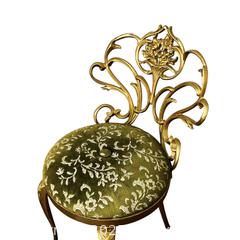 MaxSold Auction: Hollywood Regency Gilt Bronze Chair With Art Nouveau Floral Back And Velvet Upholstery, c. 1940s-1960s - Toronto (Ontario, Canada) SELLER MANAGED Estate Sale Online Auction - Benary Crescent