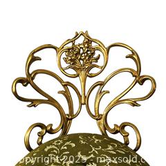 MaxSold Auction: Hollywood Regency Gilt Bronze Chair With Art Nouveau Floral Back And Velvet Upholstery, c. 1940s-1960s - Toronto (Ontario, Canada) SELLER MANAGED Estate Sale Online Auction - Benary Crescent