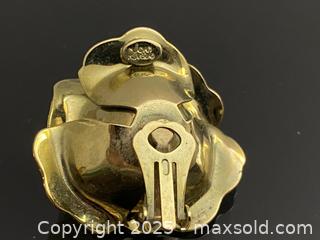 MaxSold Auction: Joan River Vintage Large Rose Clip On Earrings, Marked - Toronto (Ontario, Canada) SELLER MANAGED Estate Sale Online Auction - Benary Crescent