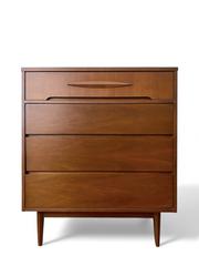 MaxSold Auction: Mid-Century Modern Walnut Four-Drawer Chest Dresser, Tapered Legs - Toronto (Ontario, Canada) SELLER MANAGED Estate Sale Online Auction - Benary Crescent