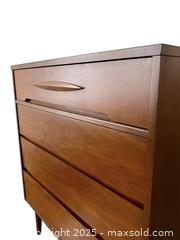 MaxSold Auction: Mid-Century Modern Walnut Four-Drawer Chest Dresser, Tapered Legs - Toronto (Ontario, Canada) SELLER MANAGED Estate Sale Online Auction - Benary Crescent