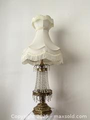 MaxSold Auction: Opulent Hollywood Regency Table Lamp with Fringe Shade and Cascading Crystal Prisms #2 - Toronto (Ontario, Canada) SELLER MANAGED Estate Sale Online Auction - Benary Crescent