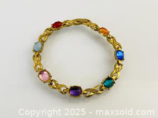 MaxSold Auction: Vintage Gold Plated Bracelet With Multi-Colored Oval Cabochon - Toronto (Ontario, Canada) SELLER MANAGED Estate Sale Online Auction - Benary Crescent