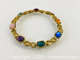 MaxSold Auction: Vintage Gold Plated Bracelet With Multi-Colored Oval Cabochon - Toronto (Ontario, Canada) SELLER MANAGED Estate Sale Online Auction - Benary Crescent