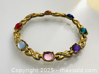 MaxSold Auction: Vintage Gold Plated Bracelet With Multi-Colored Oval Cabochon - Toronto (Ontario, Canada) SELLER MANAGED Estate Sale Online Auction - Benary Crescent