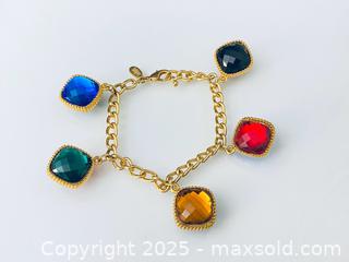 MaxSold Auction: Vintage Joan Rivers multi colour stone charms gold chain bracelet - Toronto (Ontario, Canada) SELLER MANAGED Estate Sale Online Auction - Benary Crescent