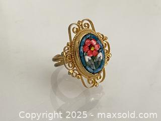MaxSold Auction: Vintage Micro Mosaic Flowers Floral Inlay Ring - Italy - Toronto (Ontario, Canada) SELLER MANAGED Estate Sale Online Auction - Benary Crescent