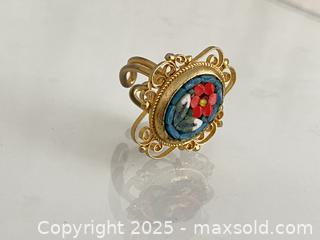 MaxSold Auction: Vintage Micro Mosaic Flowers Floral Inlay Ring - Italy - Toronto (Ontario, Canada) SELLER MANAGED Estate Sale Online Auction - Benary Crescent