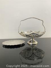 MaxSold Auction: Vintage Silver Plated Basket Tray with Handle Made in England - Toronto (Ontario, Canada) SELLER MANAGED Estate Sale Online Auction - Benary Crescent