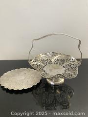 MaxSold Auction: Vintage Silver Plated Basket Tray with Handle Made in England - Toronto (Ontario, Canada) SELLER MANAGED Estate Sale Online Auction - Benary Crescent