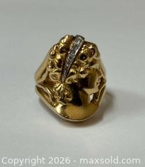 MaxSold Auction: 14K Yellow Gold Figural Cameo Ring With Diamond Accents, US 7.25 - Lakeshore (Ontario, Canada) PARTNER MANAGED Estate Sale Online Auction - County Road 42