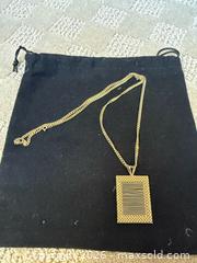 MaxSold Auction: 14K Yellow Gold Pendant Necklace with Rectangular Pendant - Lakeshore (Ontario, Canada) PARTNER MANAGED Estate Sale Online Auction - County Road 42