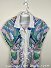 MaxSold Auction: Women&#39;s Sleeveless Psychedelic Button-Down Sleeveless Dress, Size Unknown (See Pictures for Approximate Measurements) - Cobourg (Ontario, Canada) SELLER MANAGED Reseller  Online Auction - Burnham Street
