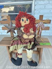 MaxSold Auction: Decorative bench with raggedy Ann doll - Cocoa (Florida, USA) SELLER MANAGED Estate Sale Online Auction - Broadcast Court.