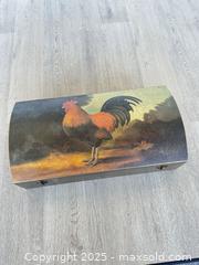 MaxSold Auction: Rooster decorative box  - Cocoa (Florida, USA) SELLER MANAGED Estate Sale Online Auction - Broadcast Court.